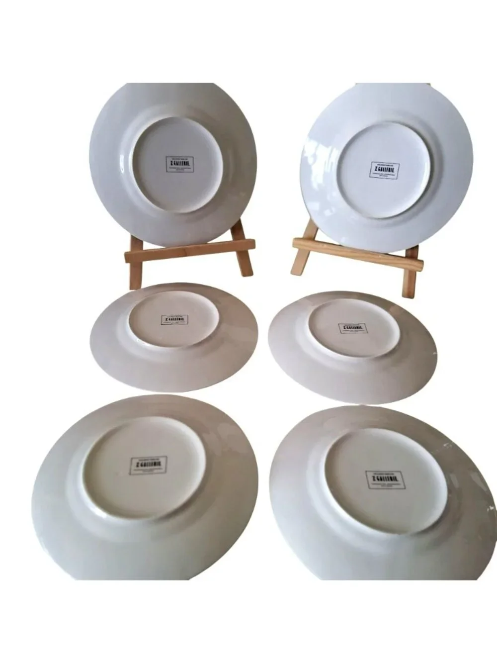 Z Gallerie Salad/Bread Plates Gray & White Floral Ceramic Indonesia Set of 6